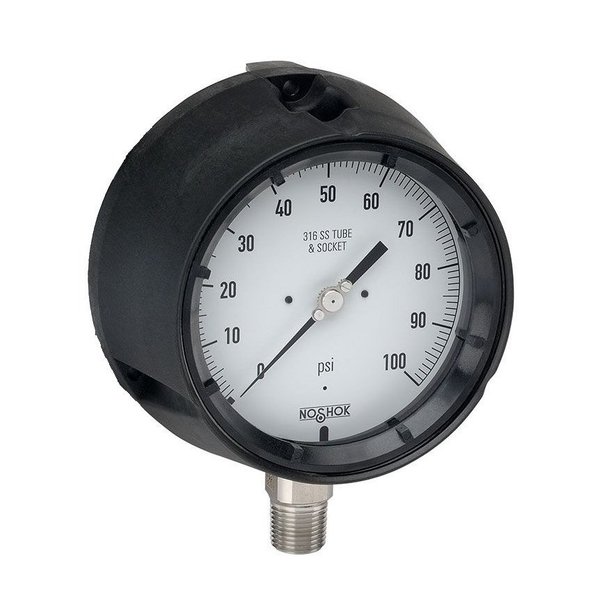 Noshok Process Gauge, 4.5" 316SS Internals, 1500 psi, 1/2 NPT Male Bottom Conn 45-740-1500-psi